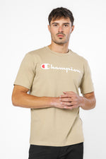 טישירט לגברים Crewneck בצבע בז'