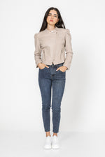 מעיל בייקר עם שרוולים בצבע בז'