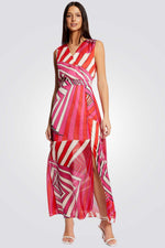 שמלת מקסי לנשים בעלת הדפס גיאומטרי