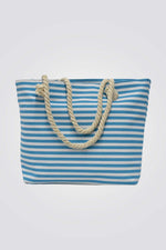 תיק חוף פסים בצבע תכלת ולבן