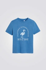 טישירט לילדים בצבע כחול עם הדפס