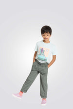 טישירט לילדים בצבע תכלת עם הדפס