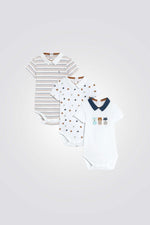 מארז שלושה בגדי גוף לתינוקות בצבע חום