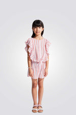 חולצה לילדות בצבע ורוד עם הדפס פסים