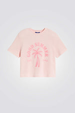 טישירט לילדות בצבע ורוד עם הדפס