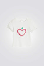 טישירט לתינוקות בצבע לבן עם עיטור פאייטים בורוד