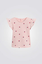 טישירט לתינוקות בצבע ורוד עם הדפס תותים