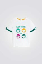 טישירט לתינוקות בצבע לבן עם הדפס קופים