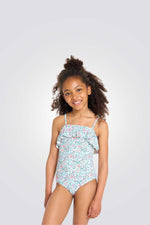 בגד ים שלם לילדות עם הדפס פרחוני