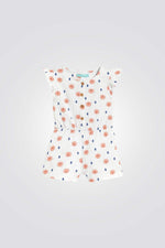 אוברול לתינוקות בצבע לבן עם הדפס פרחוני