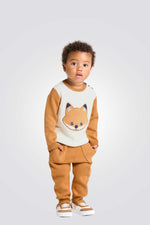 סווטשירט לתינוקות בצבע חום עם הדפס שועל