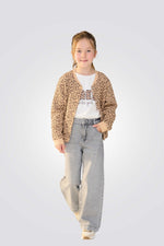 סווטשירט לילדות הדפס מנומר