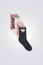 מארז 5 זוגות גרביים הדפס לבבות