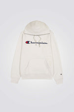 סווטשירט עם קפו'צון לגברים בצבע אוף וויט