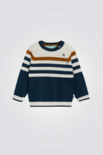 סריג לתינוקות עם פסים בצבע כחול