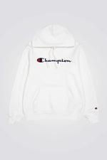 סווטשירט קפוצ'ון לגברים בצבע לבן