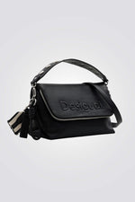 תיק צד דמוי עור לנשים בצבע שחור עם ארנק