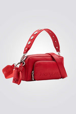 תיק צד דמוי עור לנשים בצבע אדום