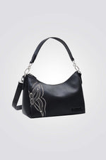 תיק יד לנשים דמוי עור בצבע שחור