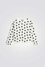 סווטשירט לילדות בצבע לבן עם הדפס ציפורים