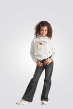 סווטשירט לילדות בצבע לבן עם דוגמת סנאי