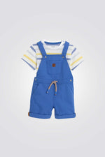 חליפת אוברול וטישירט לתינוקות בצבע כחול