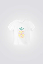 טישירט לתינוקות בצבע לבן עם הדפס אננס