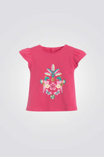 טישירט לתינוקות בצבע ורוד עם הדפס