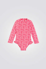 בגד ים שלם לתינוקות בצבע ורוד עם הדפס פרחוני