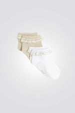 2 זוגות גרביים לתינוקות בצבע לבן ובז'