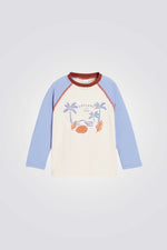 חולצת בגד ים לתינוקות בצבע בז' ותכלת