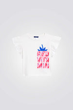 טישירט לילדות בצבע לבן עם הדפס