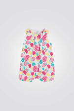 אוברול קצר לתינוקות בצבע לבן עם הדפס קיצי