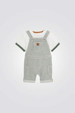 חליפת אוברול ג'ינס פסים וטישירט לתינוקות