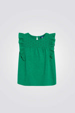 טישירט לילדות בצבע ירוק עם רקמה