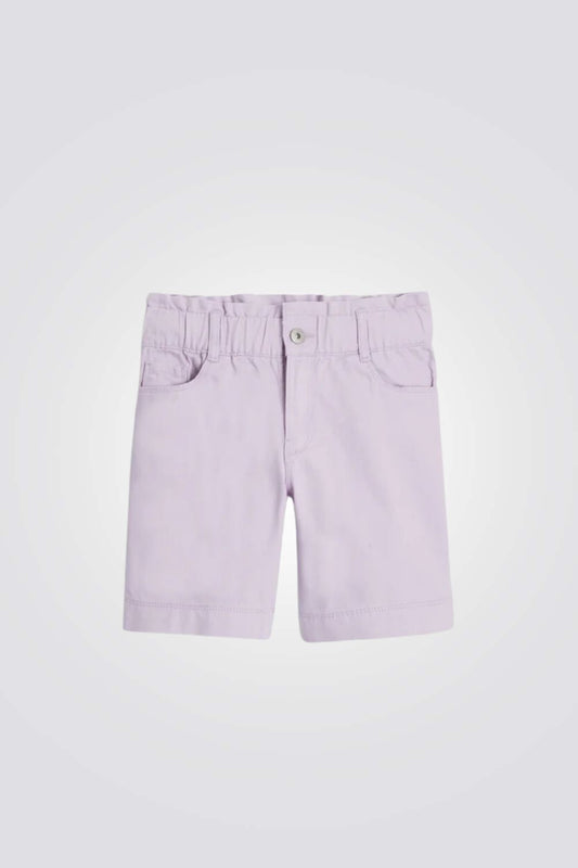 מכנסי ברמודה קנבס קצרים לילדות בצבע סגול לילך 