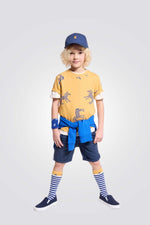טי שירט לילדים בצבע צהוב עם הדפס זברות
