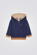 סווטשירט לתינוקות בצבע נייבי עם קפוצ'ון