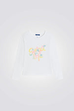 טישירט ארוכה לילדות בצבע לבן עם הדפס | אוקאיידי