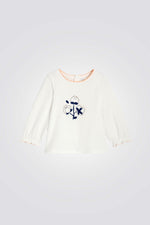 חולצה ארוכה לתינוקות בצבע לבן עם הדפס | אובייבי