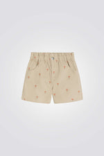 מכנסיים קצרים לילדות בצבע בז' עם הדפס