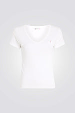 טישירט לנשים בצבע לבן עם לוגו