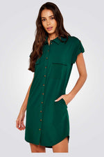 שמלת מיני עם כפתורים בצבע ירוק - MASHBIR//365