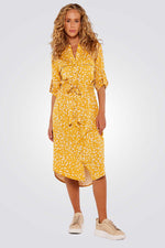 שמלת מידי עם כפתורים בצבע צהוב - MASHBIR//365