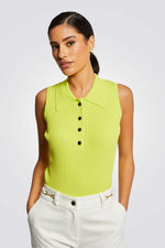 גופייה ללא שרוולים עם צווארון פולו בצבע צהוב - MASHBIR//365