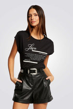 טישירט הדפס קצרה בצבע שחור - MASHBIR//365