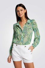 חולצה מכופתרת בשילוב גווני ירוק