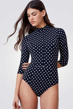 בגד ים שלם עם נקודות בצבע שחור לנשים