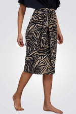 חצאית בגד ים מעטפת קשירה מנומרת לנשים