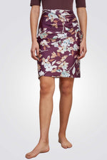 חצאית בגד ים מעטפת קשירה בצבע סגול עם פרחים